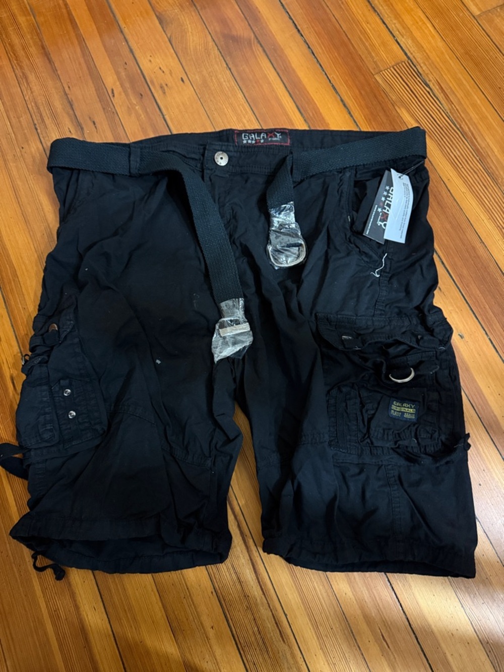 Galaxy By Harvic Black Men's Cargo Shorts with Utility Belt